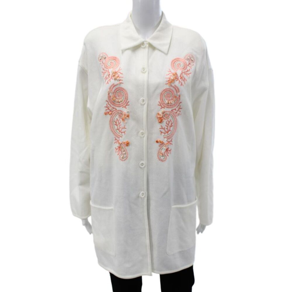 Escada Margaretha Ley Womens White Cardigan Size 44